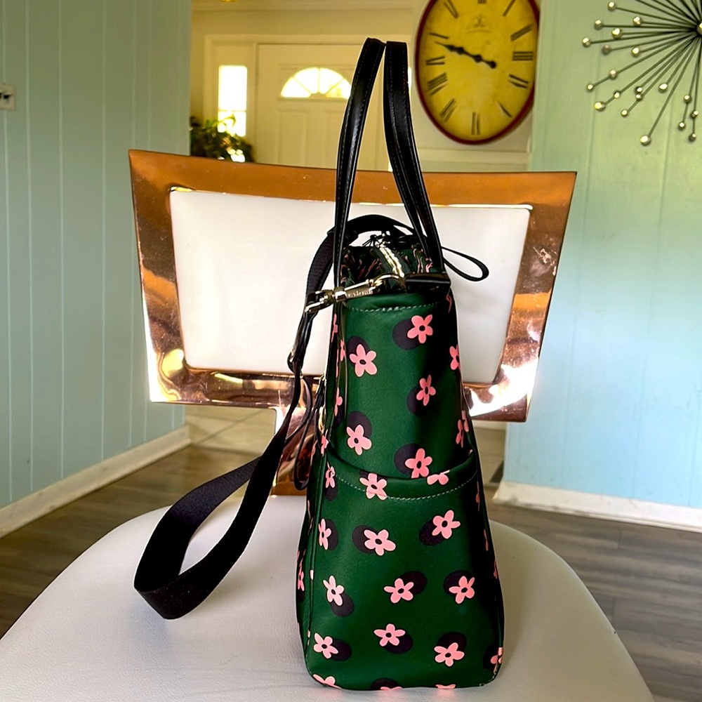 NWT Kate Spade nylon green pink floral bag set - Picture 6 of 16
